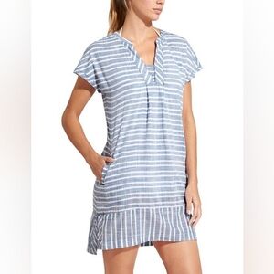Blue Striped Swim Cover-Up